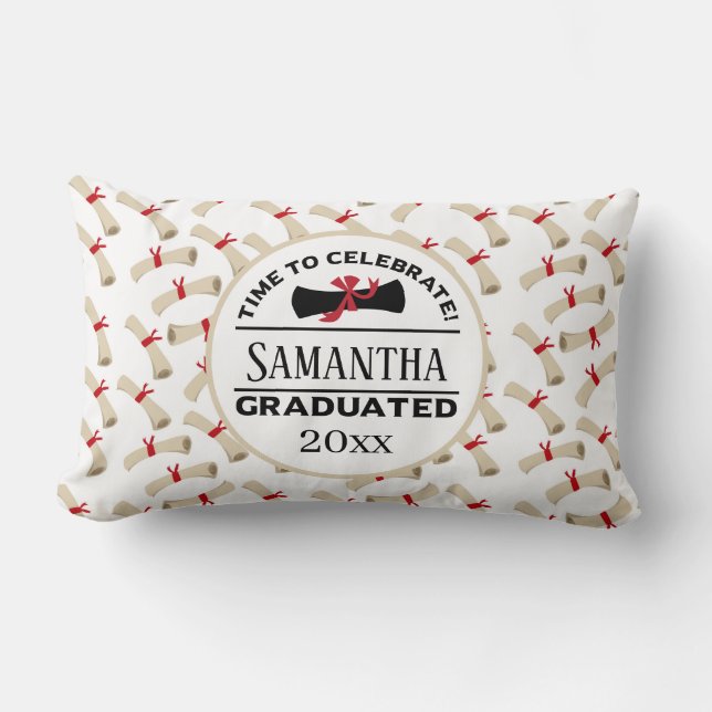 Personalisierter Abschluss | Zeit zum Feiern Lendenkissen (Vorderseite)