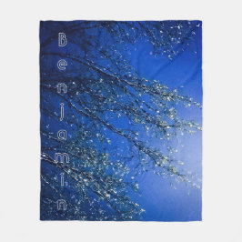 Personalisierter Abstrakter Blue Icy Tree Fleecedecke
