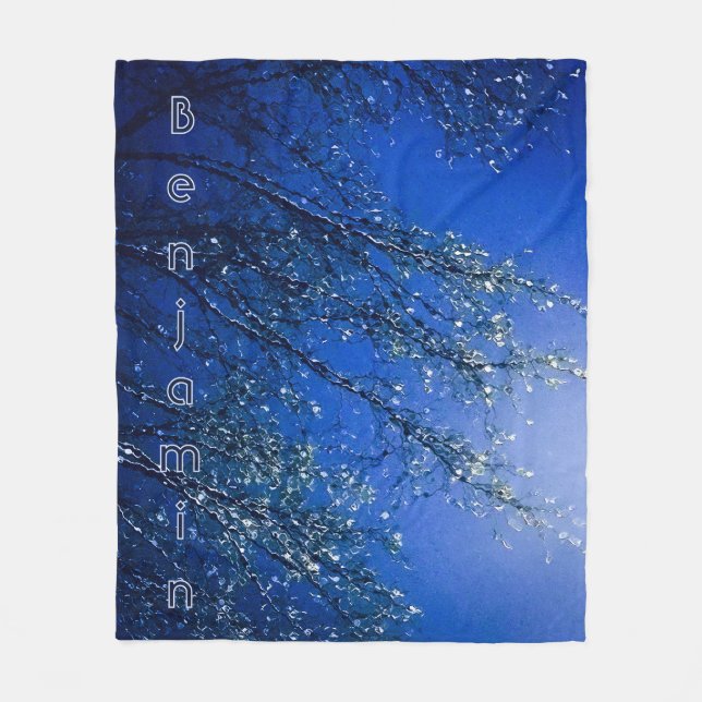Personalisierter Abstrakter Blue Icy Tree Fleecedecke (Vorderseite)