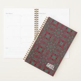 Personalisierter Abstrakter Burgund Emerald Green Planer