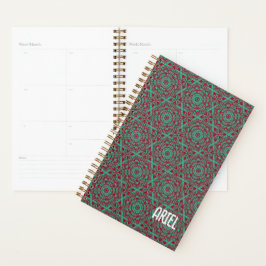 Personalisierter Abstrakter Burgund Emerald Green Planer