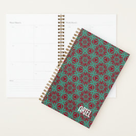 Personalisierter Abstrakter Burgund Emerald Green Planer