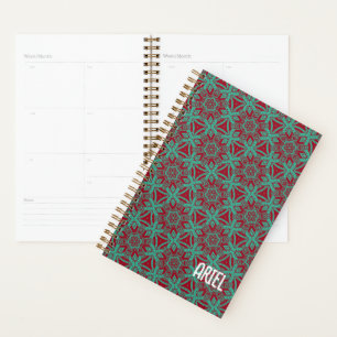 Personalisierter Abstrakter Burgund Emerald Green Planer