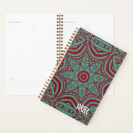 Personalisierter Abstrakter Burgund Emerald Green Planer