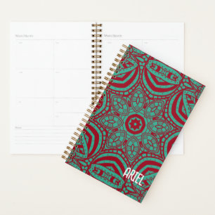 Personalisierter Abstrakter Burgund Emerald Green Planer
