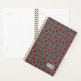 Personalisierter Abstrakter Burgund Emerald Green Planer