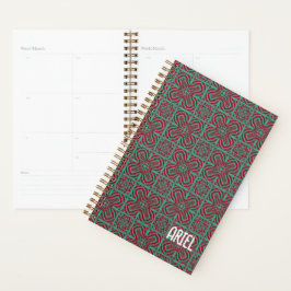 Personalisierter Abstrakter Burgund Emerald Green Planer