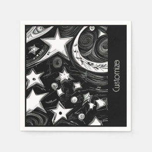 Personalisierter Abstrakter Mond und Sterne Serviette