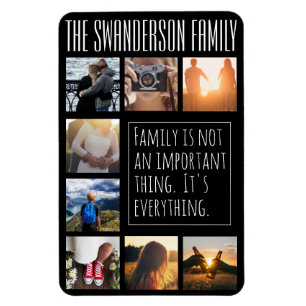 Personalisierter Acht-Frame-Collage Schwarz Magnet
