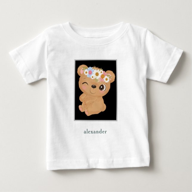 Personalisierter Adorable-Baby-Bär Baby T-shirt (Vorderseite)