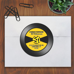 Personalisierter Adressaufkleber Vinyl 45 Schallpl Runder Aufkleber
