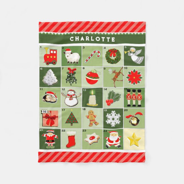 Personalisierter Adventskalender Fleecedecke (Vorderseite)