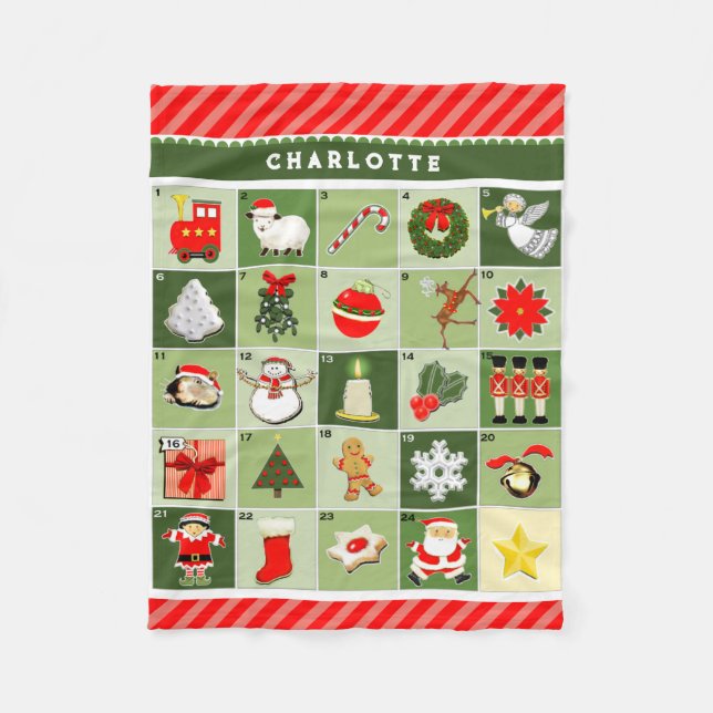 Personalisierter Adventskalender Fleecedecke (Vorderseite)
