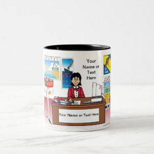 Personalisierter Agent für Reisen - Cartoon Zweifarbige Tasse
