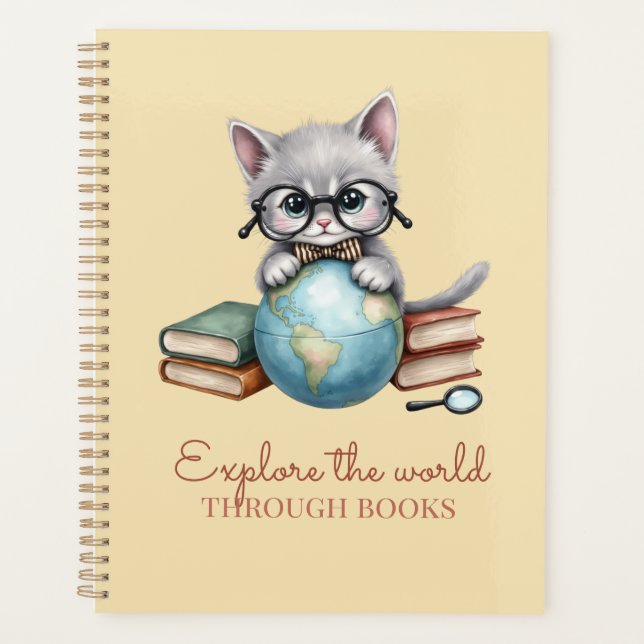 Personalisierter akademischer Planer "Wander Cat" (Vorderseite)