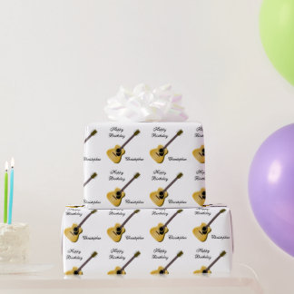 Personalisierter Akustikgitarre-Geburtstag Geschenkpapier