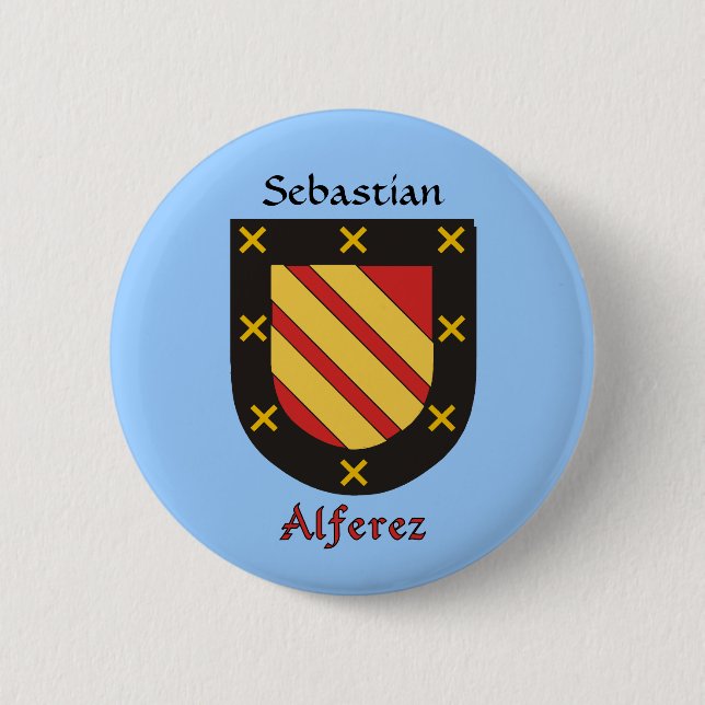 Personalisierter Alferez Historischer Schild Button (Vorderseite)