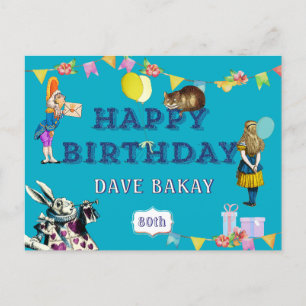Personalisierter Alice-im-Wunderland Geburtstag Postkarte