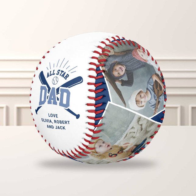 Personalisierter „All Star Dad“ Blau Baseball (Von Creator hochgeladen)