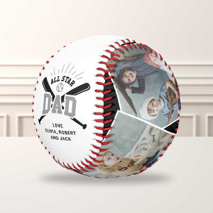 Personalisierter „All Star Dad“ Schwarz Weiß Baseball