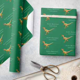 Personalisierter Alles Gute zum Geburtstag Dinosau Geschenkpapier