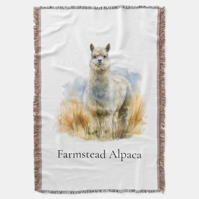 Personalisierter Alpaka-Farmhouse-Willkommen Decke (Vorderseite Vertikal)