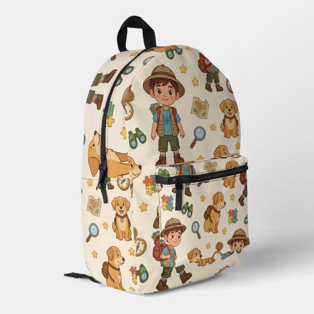 Personalisierter Alphaland Kid Explorer Rucksack B (Rückseitige Ecke links)