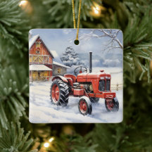 Personalisierter alter Red Traktor Winter Farm Wei
