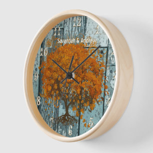 Personalisierter alter rustikaler Aqua-Holz-Korall Wanduhr