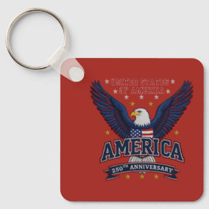 Personalisierter America 250 Business QR Code Quad Schlüsselanhänger