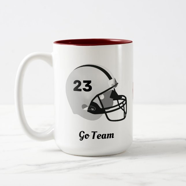 Personalisierter American Football Ball & Helmet Zweifarbige Tasse (Links)
