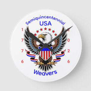 Personalisierter amerikanischer 250. Geburtstag Runde Wanduhr