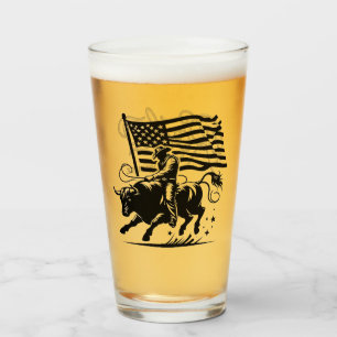 Personalisierter Amerikanischer Bull Rider Rodeo Glas