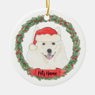 Personalisierter amerikanischer Eskimo Hund Samoye Keramik Ornament