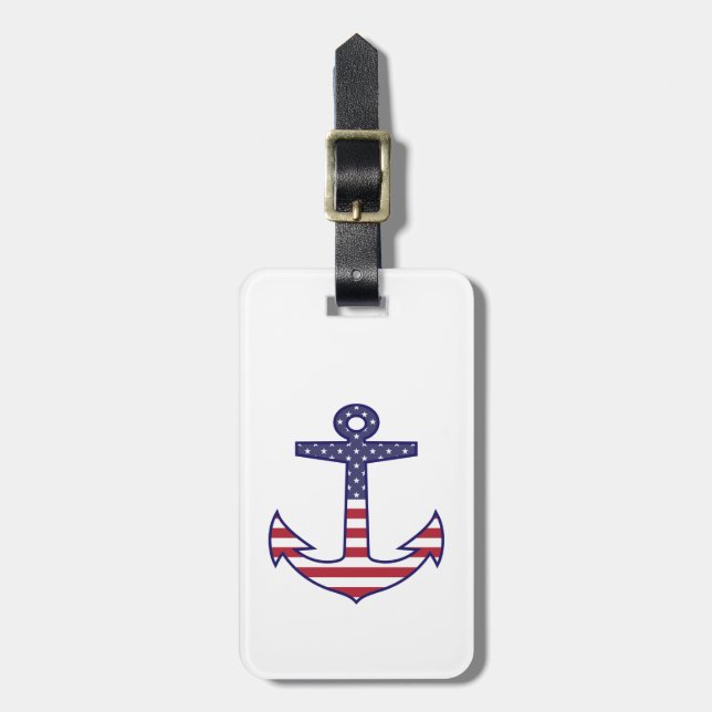 Personalisierter amerikanischer Flaggenanker Gepäckanhänger (Vorderseite vertikal)