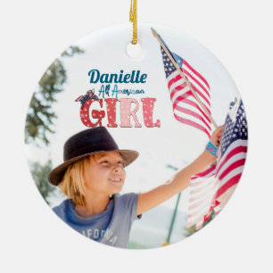 Personalisierter amerikanischer Mädchen-Keramiksch Keramik Ornament