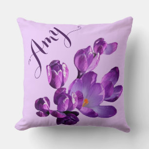 Personalisierter Amy-Name lila floral Kissen