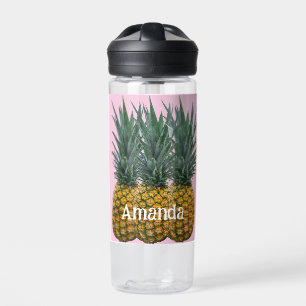 Personalisierter Ananas auf Pastellrosa Trinkflasche
