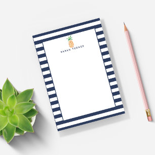 Personalisierter Ananas-Navy-Stripe Post-it Klebezettel