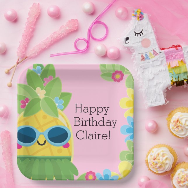 Personalisierter Ananas Pappteller (Party)