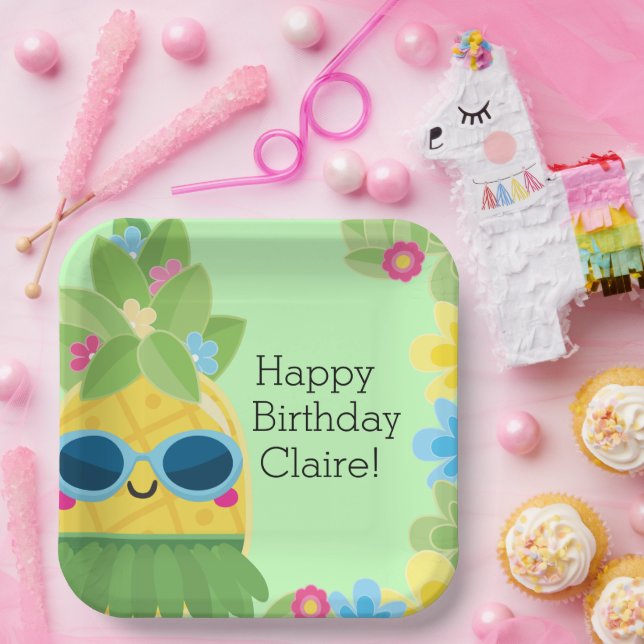 Personalisierter Ananas Pappteller (Party)