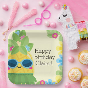 Personalisierter Ananas Pappteller