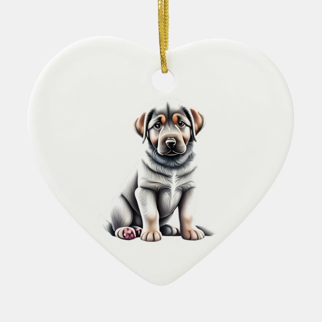 Personalisierter Anatolian Shepherd Puppy Keramik Ornament (Vorne)
