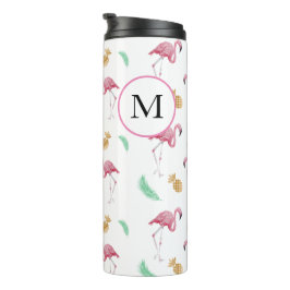 Personalisierter anfänglicher Flamingo Tropical Tr Thermosbecher