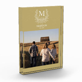 Personalisierter anfänglicher Foto-Block mit rusti Fotoblock