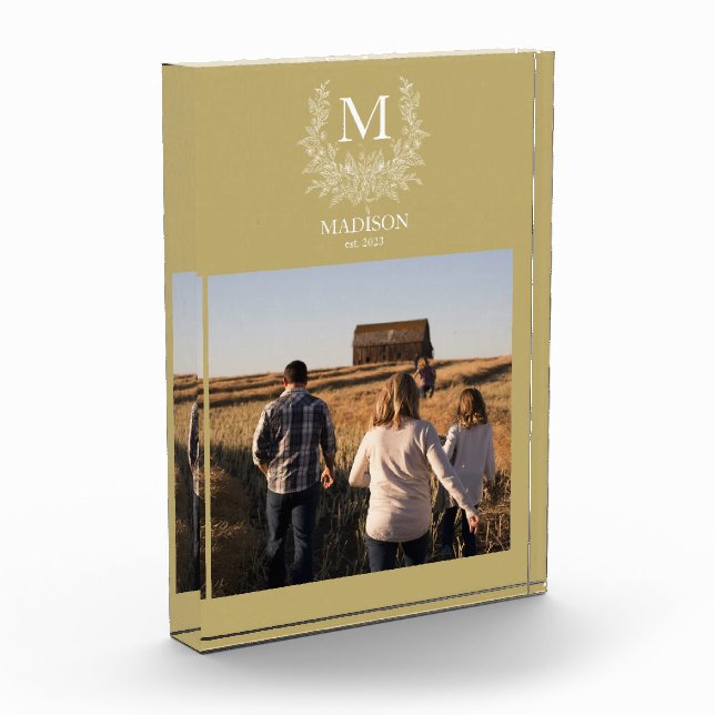 Personalisierter anfänglicher Foto-Block mit rusti Fotoblock (Links)