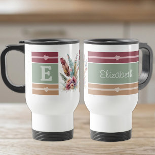 Personalisierter anfänglicher Namensblumenstrauß Reisebecher