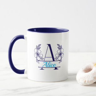 Personalisierter Anfangsbuchstabe Blumenmonogramm- Tasse