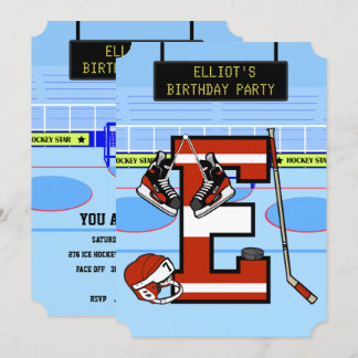 Personalisierter Anfangsbuchstabe E Eishockey Einladung
