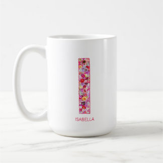Personalisierter Anfangsbuchstabe | Floraler Buchs Kaffeetasse